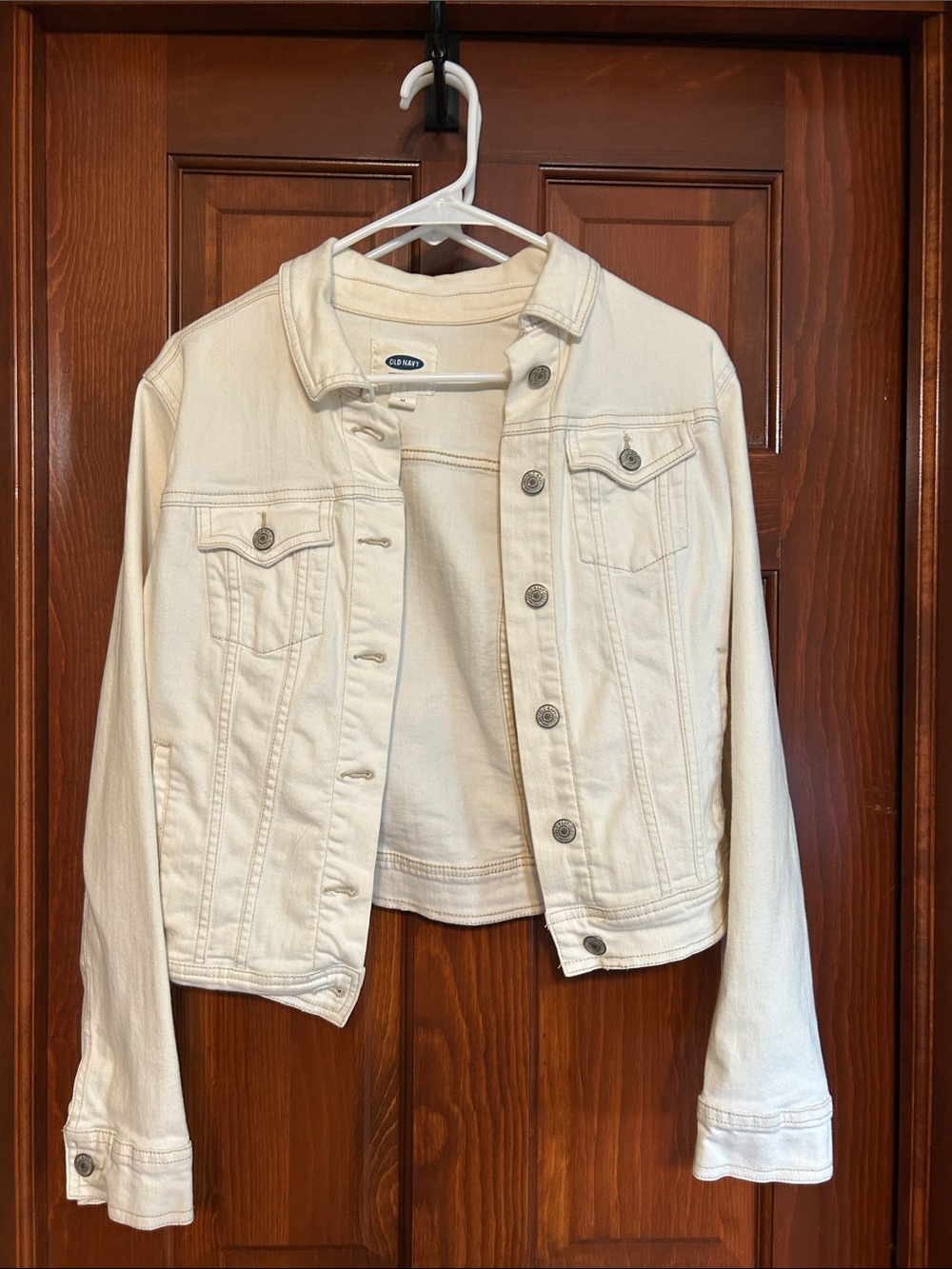 Old Navy Cream Cropped Denim Jacket